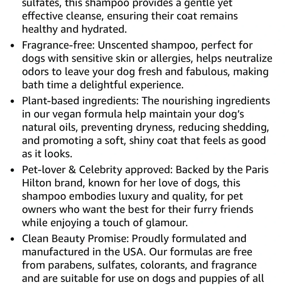 Paris Hilton (2) Iconic Pet Dog & Pup Shampoo - Soothe & Fragrance Free, NEW